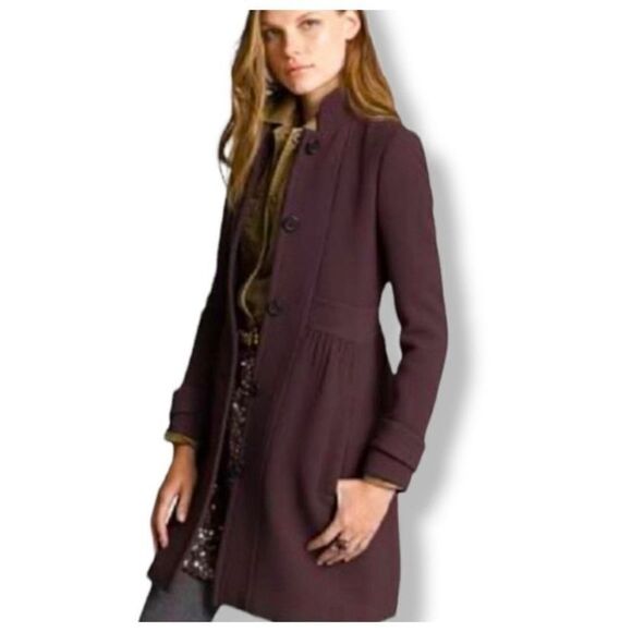 J.Crew Coletta Double Cloth Lady Pea Coat Made In Italy Plum Size 6‎ /M - Picture 2 of 16